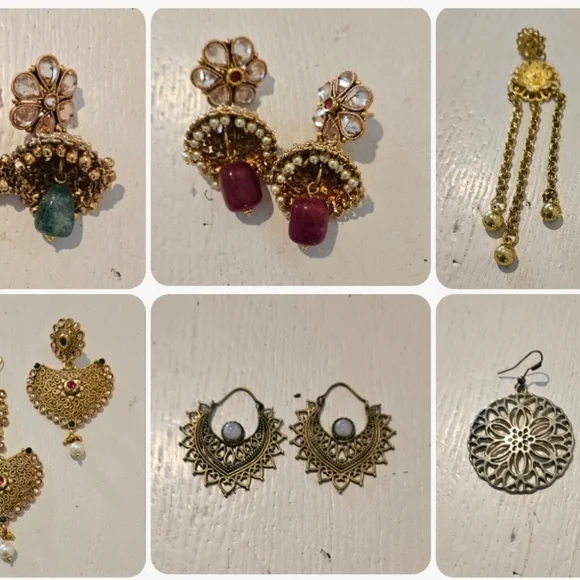 Large Lot, Indian Bollywood Style Gold Tone Bridal Jewelry Necklaces Earrings - Picture 5 of 12